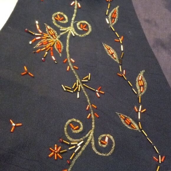 Vintage 90s Carole Little Size M PM Petite Vest Black Beaded Floral Embellished - Picture 2 of 14